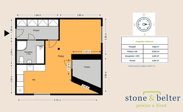 Pronájem bytu 1+kk, Praha - Čimice, K Ládví, 48 m2