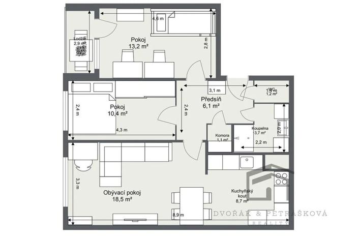 Prodej bytu 3+kk, Praha - Horní Měcholupy, Janovská, 63 m2