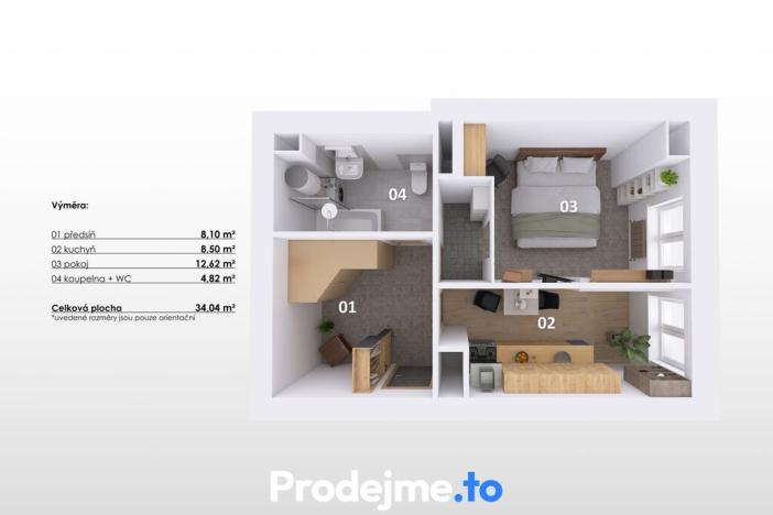 Prodej bytu 1+1, Brno - Ponava, Staňkova, 34 m2