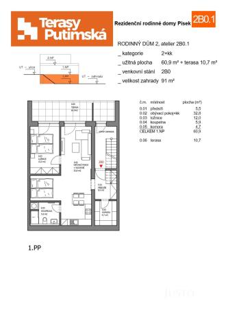 Prodej bytu 2+kk, Písek, Dolní, 60 m2
