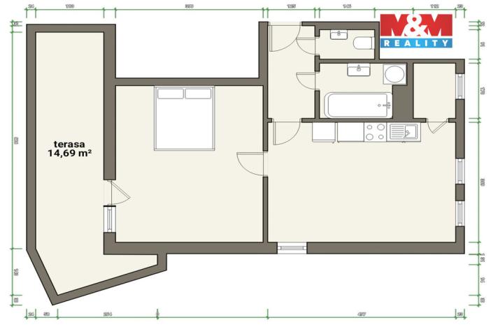 Prodej bytu 2+kk, Mladá Boleslav - Mladá Boleslav II, Nerudova, 49 m2