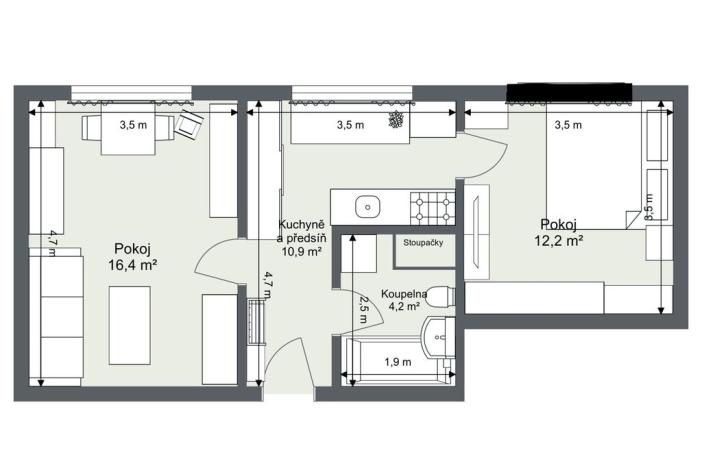 Prodej bytu 2+kk, Pardubice - Zelené Předměstí, Arnošta z Pardubic, 44 m2