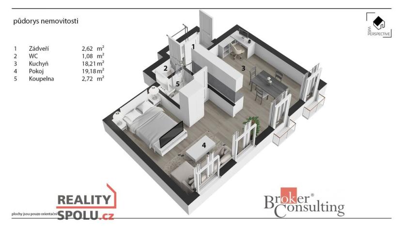 Pronájem bytu 2+kk, Poděbrady - Poděbrady III, náměstí 5. května, 44 m2
