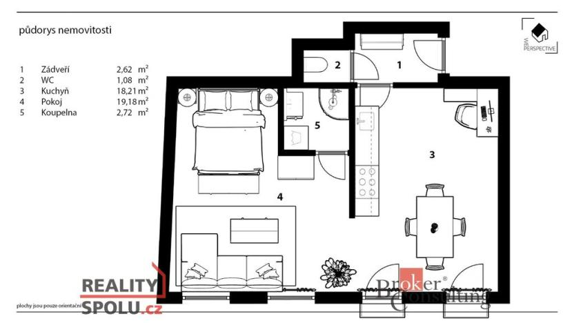Pronájem bytu 2+kk, Poděbrady - Poděbrady III, náměstí 5. května, 44 m2
