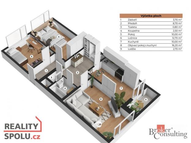 Pronájem bytu 3+1, Praha - Chodov, Doubravická, 71 m2