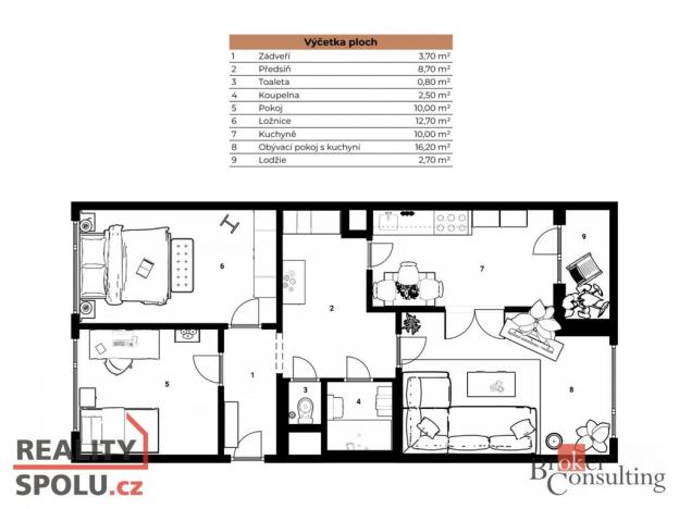 Pronájem bytu 3+1, Praha - Chodov, Doubravická, 71 m2