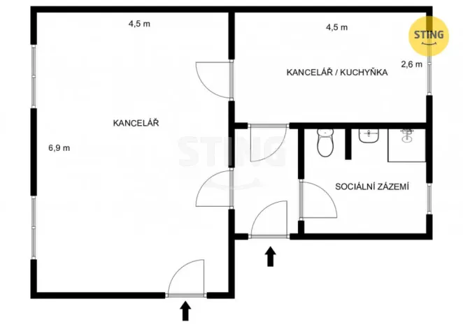 Pronájem kanceláře, Hodonín, Brandlova, 54 m2
