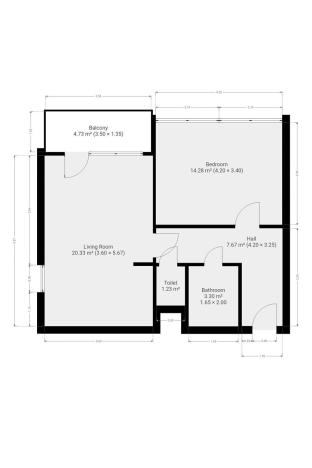 Pronájem bytu 2+kk, Praha - Podolí, Hudečkova, 49 m2