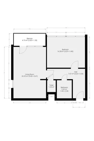 Pronájem bytu 2+kk, Praha - Podolí, Hudečkova, 49 m2