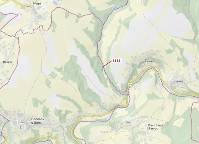 Dražba lesa, Benešov u Semil, 2958 m2