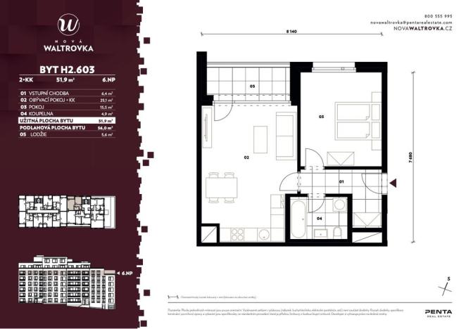 Pronájem bytu 2+kk, Praha - Jinonice, Vladimíra Kobranova, 51 m2