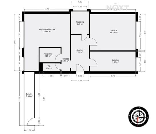 Prodej bytu 3+1, Pardubice, Stavařov, 85 m2