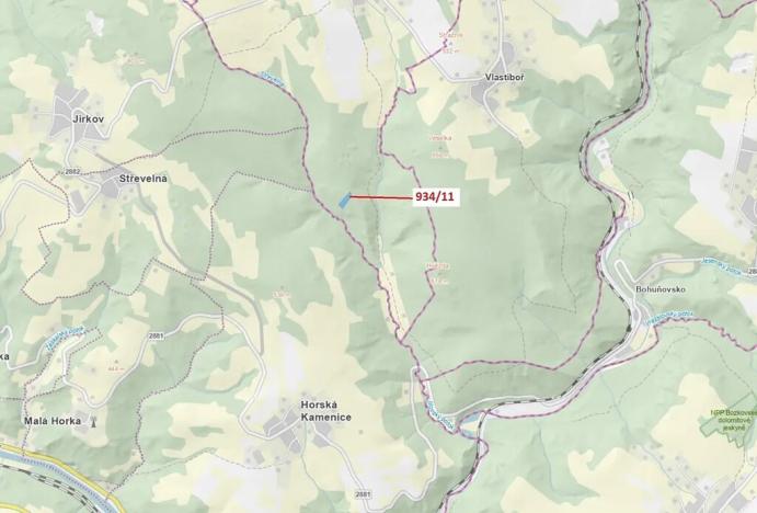 Dražba lesa, Jílové u Držkova, 3439 m2