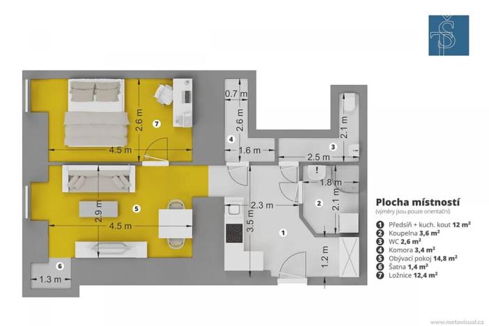 Prodej bytu 2+kk, Praha - Nusle, Slavojova, 51 m2