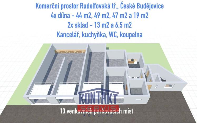Pronájem výrobních prostor, České Budějovice - České Budějovice 4, Rudolfovská tř., 250 m2