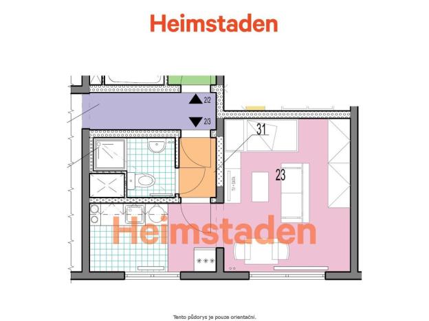 Pronájem bytu 1+kk, Karviná - Nové Město, Kořenského, 25 m2