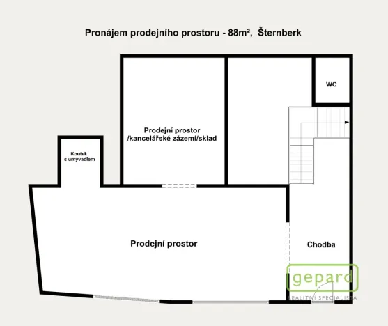 Pronájem obchodního prostoru, Šternberk, ČSA, 88 m2