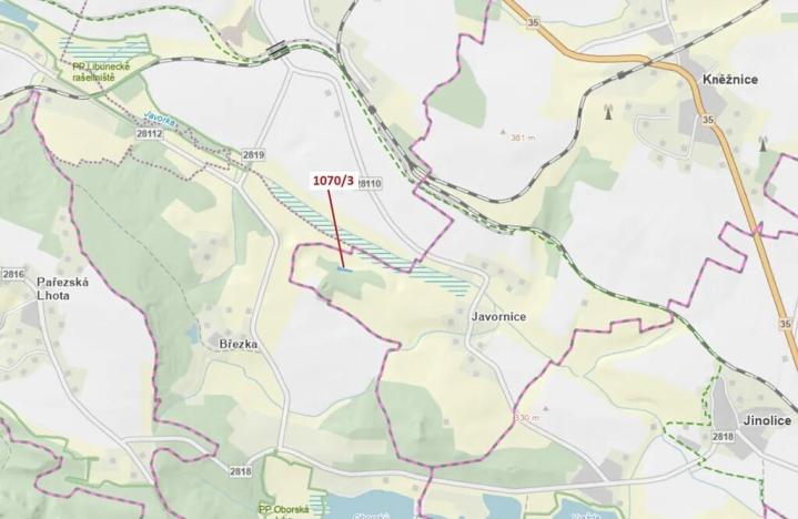 Dražba pozemku, Kněžnice, 631 m2