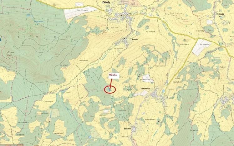 Dražba pozemku, Zálezly, 1482 m2