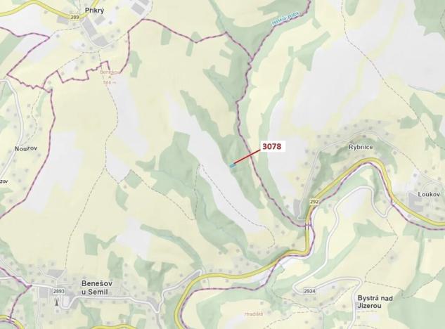 Dražba lesa, Benešov u Semil, 1110 m2