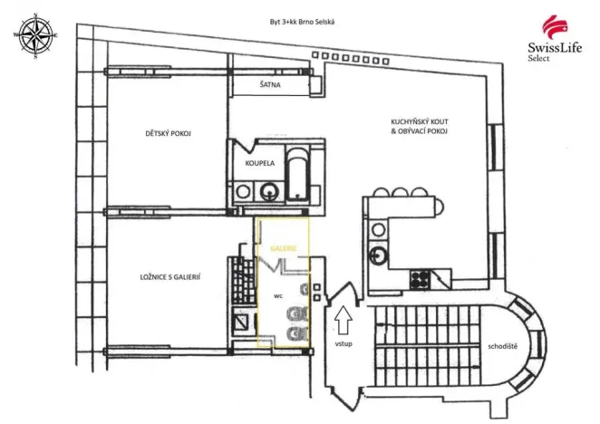 Prodej bytu 3+kk, Brno, Selská, 90 m2