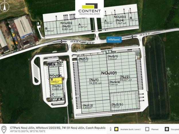 Pronájem výrobních prostor, Nový Jičín, Hřbitovní, 1203 m2