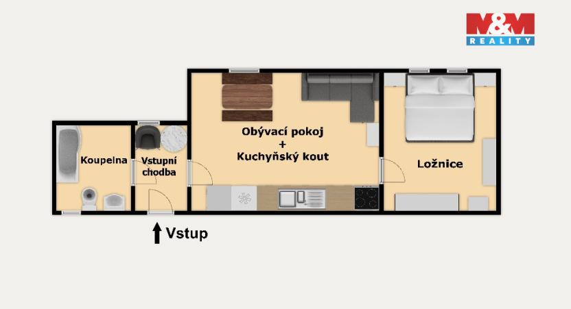Prodej bytu 2+kk, Praha, Mladých Běchovic, 49 m2