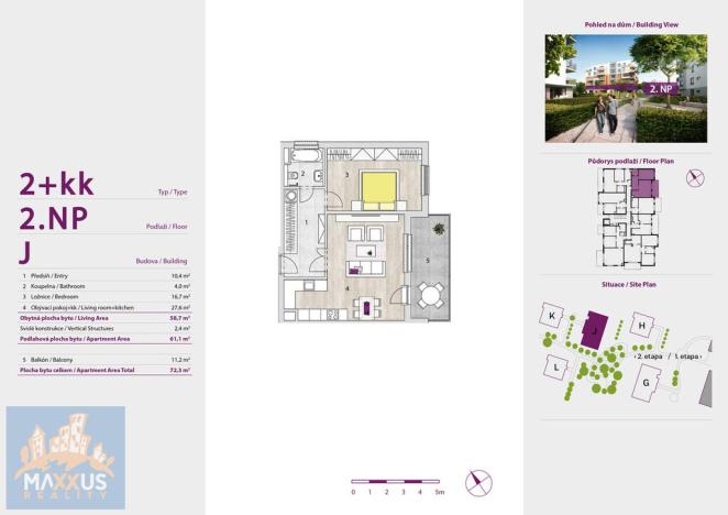 Pronájem bytu 2+kk, Praha - Čimice, Hrašeho, 74 m2