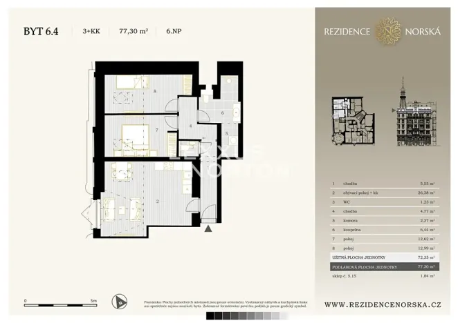 Prodej bytu 3+kk, Praha - Vršovice, Norská, 77 m2
