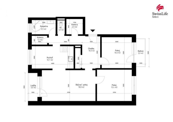 Pronájem bytu 3+1, Dašice, 28. října, 82 m2