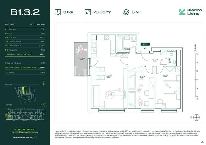 Prodej bytu 3+kk, Kladno, Pražská, 74 m2