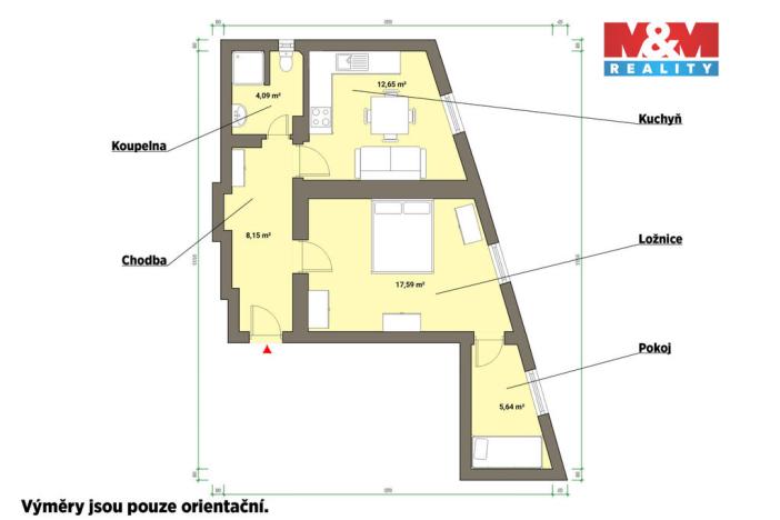 Pronájem bytu 1+1, Mariánské Lázně, Lidická, 45 m2