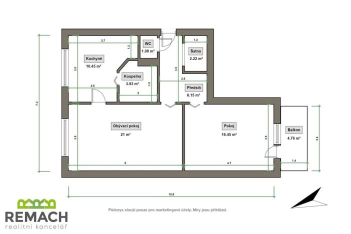 Pronájem bytu 2+1, Uherské Hradiště, Štěpnická, 63 m2