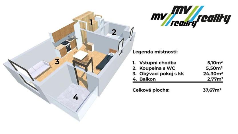 Prodej bytu 1+kk, Praha - Hrdlořezy, V třešňovce, 35 m2