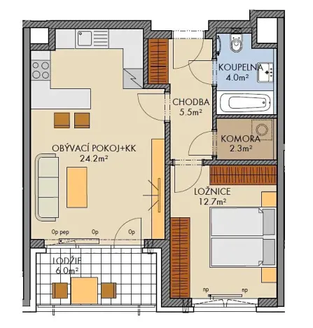 Prodej bytu 2+kk, Praha - Ruzyně, Stočesova, 51 m2