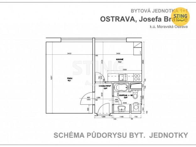 Prodej bytu 1+1, Ostrava - Moravská Ostrava, 36 m2