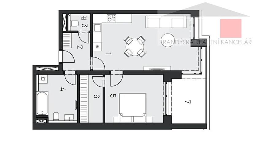 Pronájem bytu 2+kk, Brandýs nad Labem-Stará Boleslav, Dřevčická, 62 m2