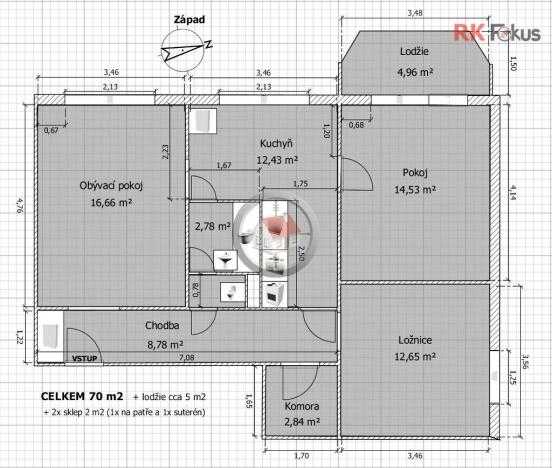 Prodej bytu 3+1, Třebíč - Nové Dvory, Fr. Hrubína, 70 m2