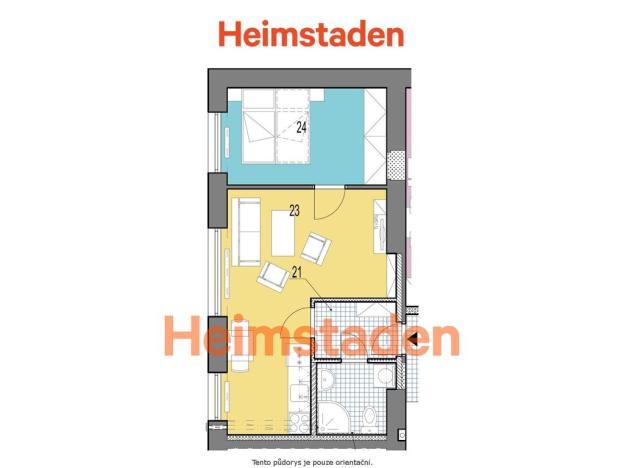 Pronájem bytu 2+kk, Ostrava - Poruba, Dělnická, 38 m2
