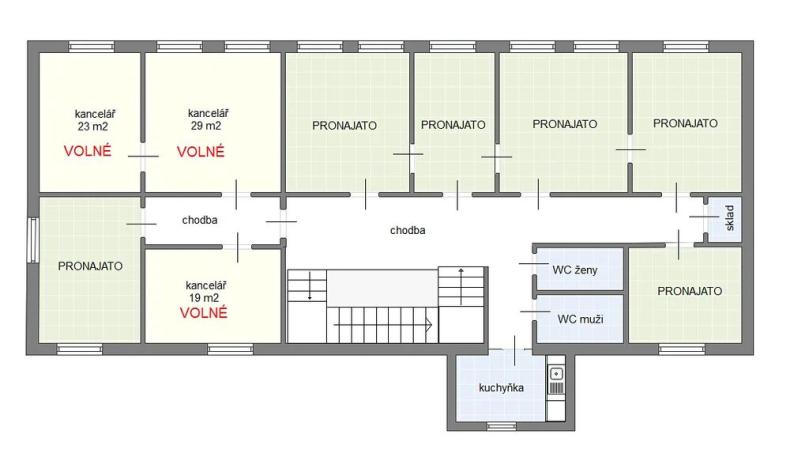 Pronájem kanceláře, Chrudim, Masarykovo náměstí, 19 m2