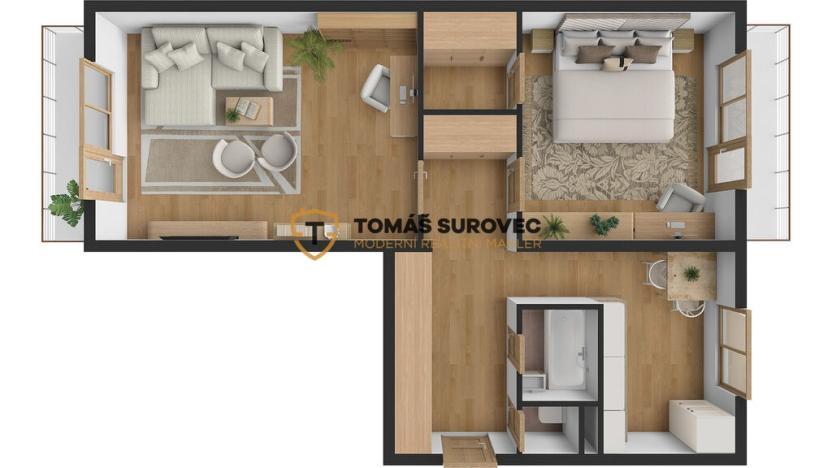 Prodej bytu 2+1, Zlín - Příluky, Pod Mlýnem, 65 m2