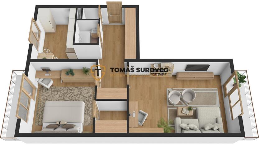 Prodej bytu 2+1, Zlín - Příluky, Pod Mlýnem, 65 m2