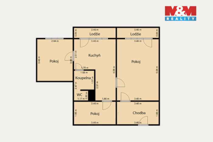 Pronájem bytu 2+1, Sokolov, Marie Majerové, 58 m2