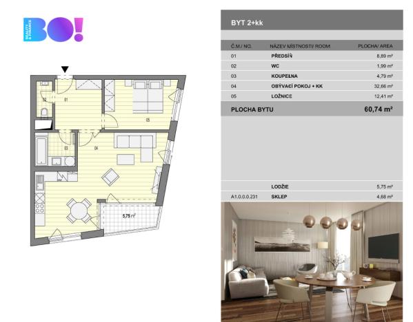 Pronájem bytu 2+kk, Ostrava, F. X. Riepla, 61 m2