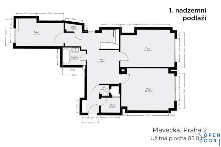 Pronájem bytu 3+kk, Praha - Nové Město, Plavecká, 81 m2