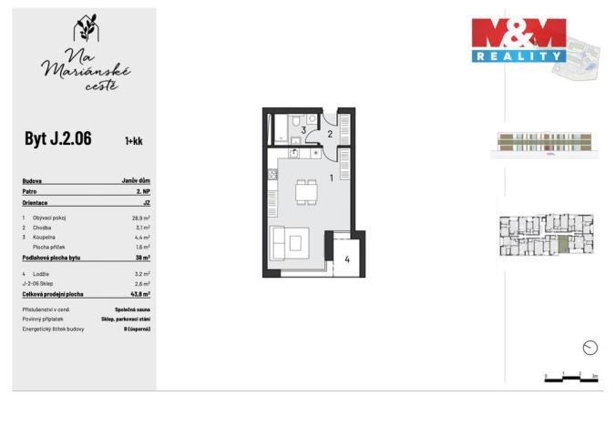 Pronájem bytu 1+kk, Brandýs nad Labem-Stará Boleslav - Brandýs nad Labem, Dřevčická, 38 m2