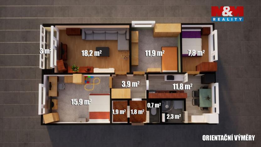 Prodej bytu 4+1, Ústí nad Labem - Mojžíř, Peškova, 83 m2