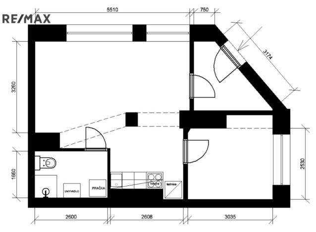 Pronájem bytu 2+kk, Brno - Židenice, Šámalova, 42 m2