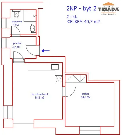 Pronájem bytu 2+kk, Turnov, Fučíkova, 40 m2