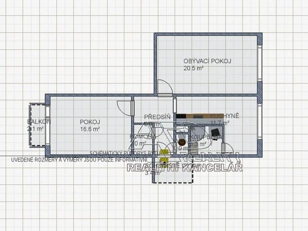 Pronájem bytu 2+1, České Budějovice, Branišovská, 61 m2